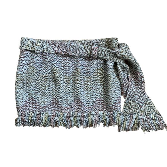 Vintage Missoni Wool Crochet Tweed Woven Knit Fringe Mini Skirt Size 42 (US 6) - Picture 2 of 12